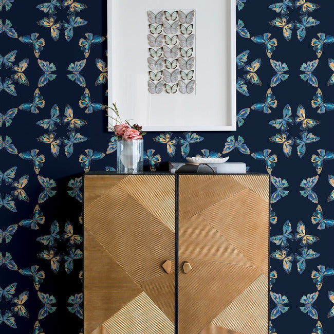 EttaVee Papillon Peel & Stick Wallpaper Peel and Stick Wallpaper RoomMates   