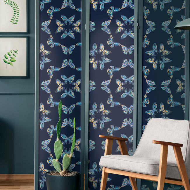 EttaVee Papillon Peel & Stick Wallpaper Peel and Stick Wallpaper RoomMates   