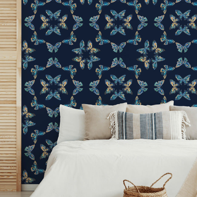 EttaVee Papillon Peel & Stick Wallpaper Peel and Stick Wallpaper RoomMates   
