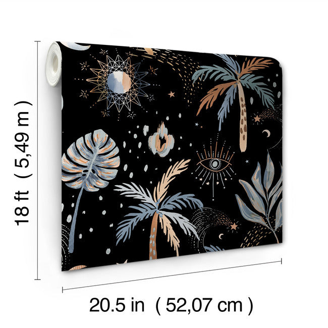 EttaVee Nuit Tropicale Peel & Stick Wallpaper Peel and Stick Wallpaper RoomMates   