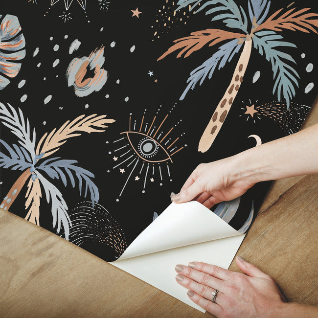 EttaVee Nuit Tropicale Peel & Stick Wallpaper Peel and Stick Wallpaper RoomMates   