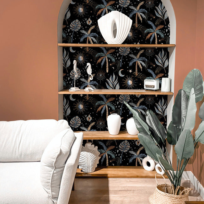EttaVee Nuit Tropicale Peel & Stick Wallpaper Peel and Stick Wallpaper RoomMates   