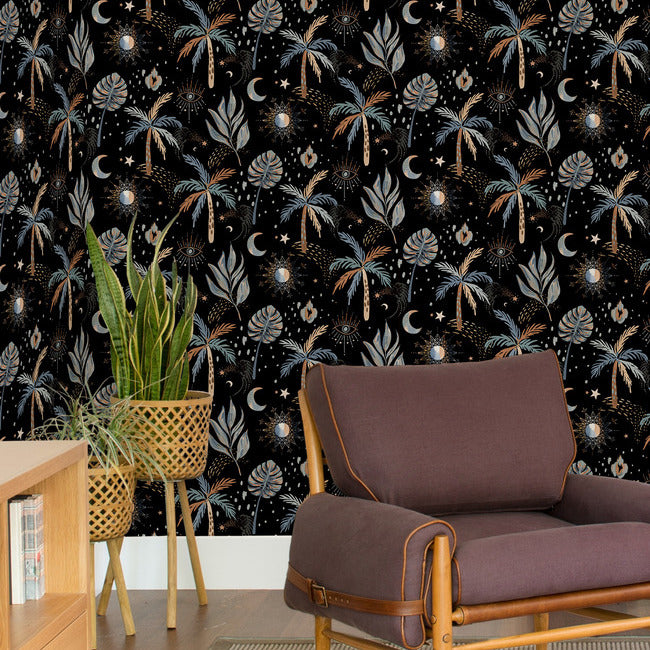 EttaVee Nuit Tropicale Peel & Stick Wallpaper Peel and Stick Wallpaper RoomMates   