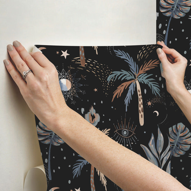 EttaVee Nuit Tropicale Peel & Stick Wallpaper Peel and Stick Wallpaper RoomMates   