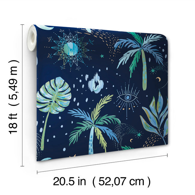 EttaVee Nuit Tropicale Peel & Stick Wallpaper Peel and Stick Wallpaper RoomMates   