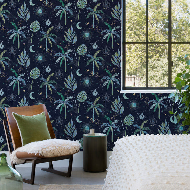 EttaVee Nuit Tropicale Peel & Stick Wallpaper Peel and Stick Wallpaper RoomMates   