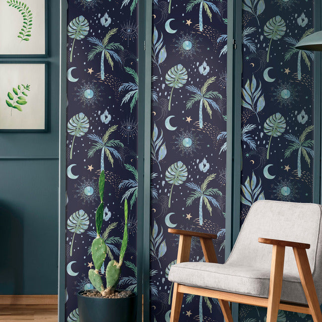 EttaVee Nuit Tropicale Peel & Stick Wallpaper Peel and Stick Wallpaper RoomMates   