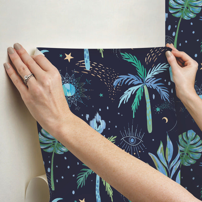 EttaVee Nuit Tropicale Peel & Stick Wallpaper Peel and Stick Wallpaper RoomMates   