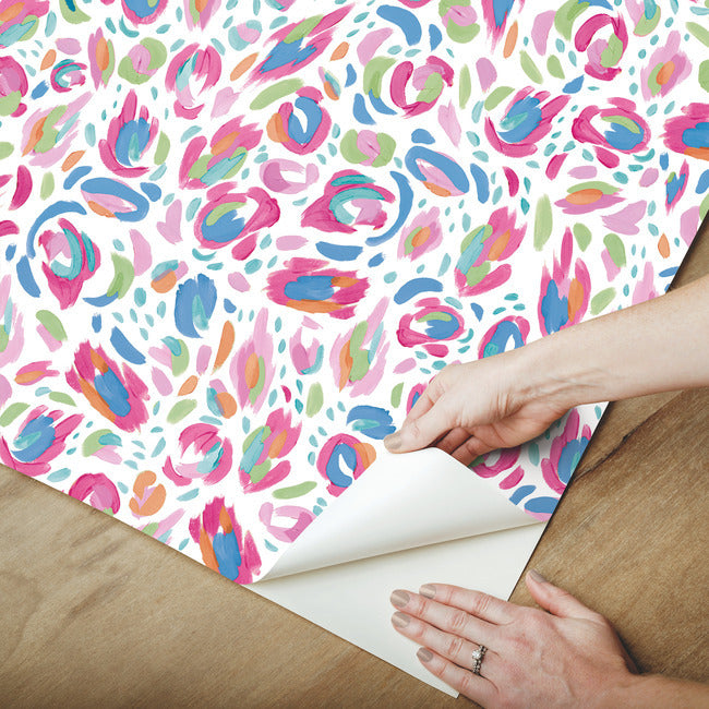 EttaVee Brushstroke Leopard Peel & Stick Wallpaper Peel and Stick Wallpaper RoomMates   