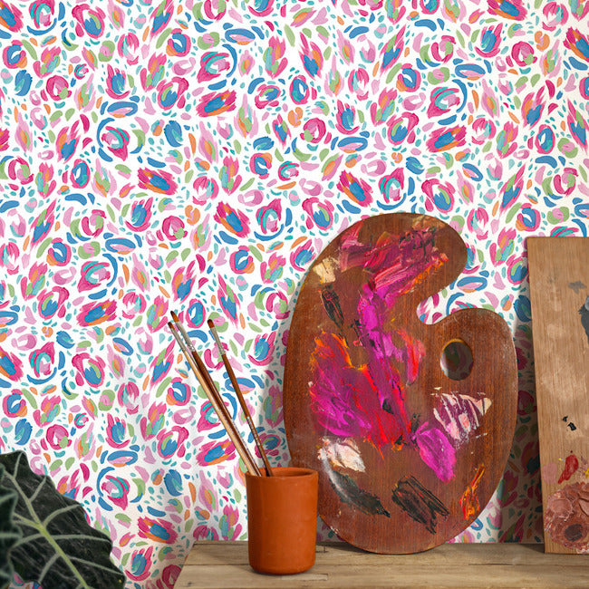 EttaVee Brushstroke Leopard Peel & Stick Wallpaper Peel and Stick Wallpaper RoomMates   