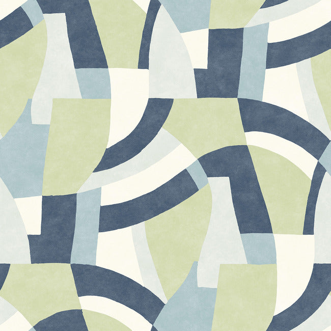Melbourne Peel & Stick Wallpaper Peel and Stick Wallpaper RoomMates Roll Teal 