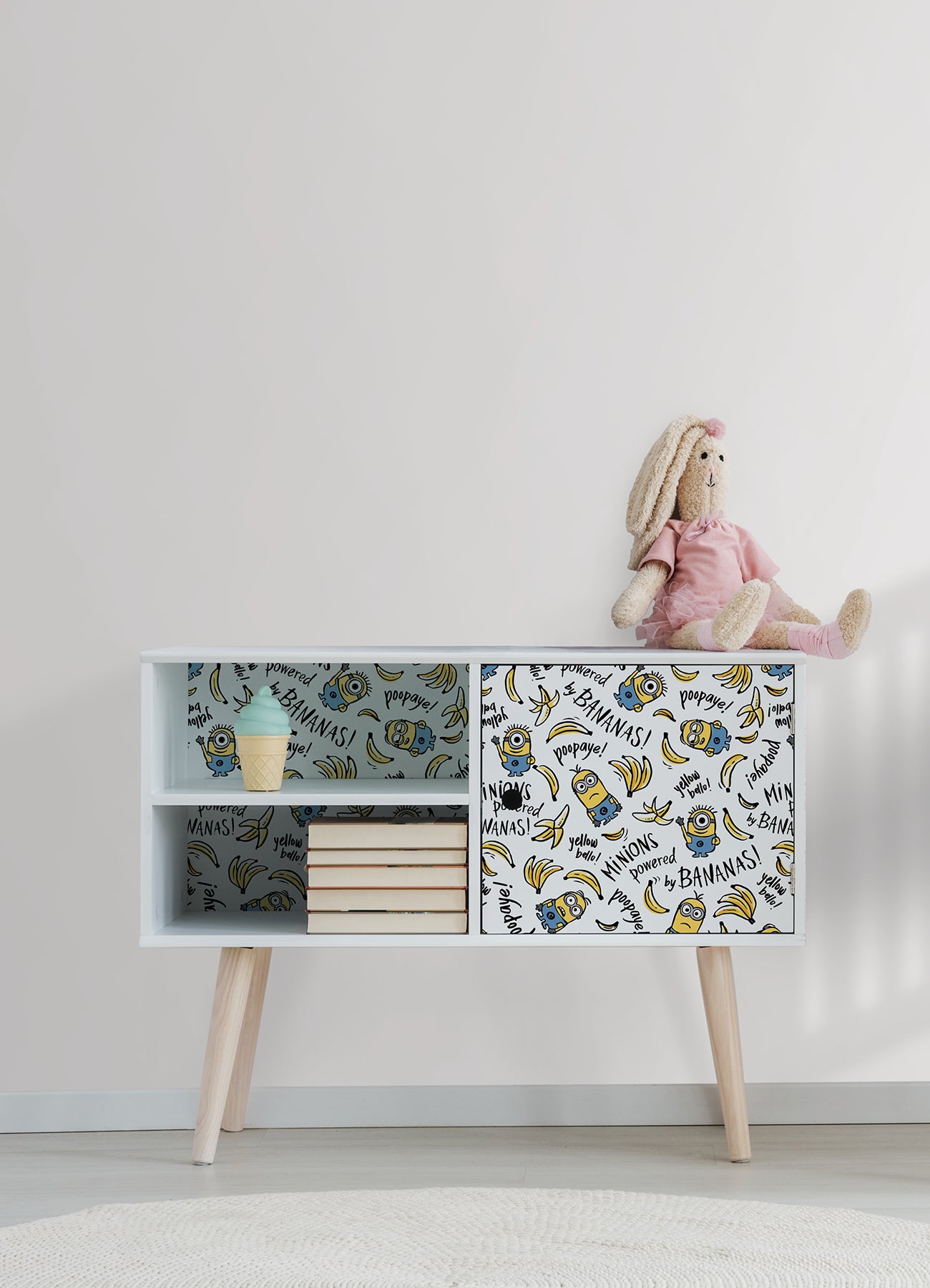 Minions Powered by Bananas Peel and Stick Wallpaper Peel and Stick Wallpaper RoomMates Decor   