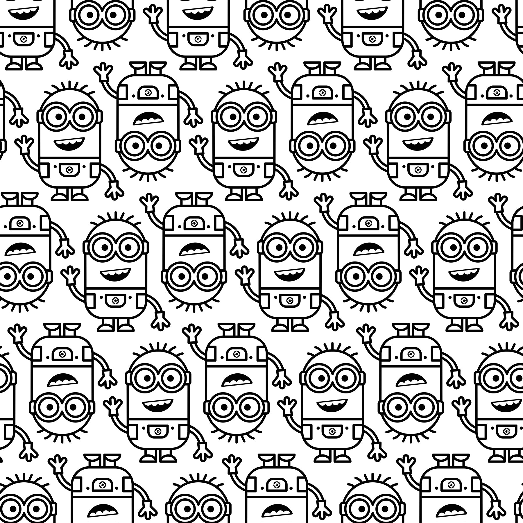 Minions Line Art Peel and Stick Wallpaper Peel and Stick Wallpaper RoomMates Decor Roll Black/White 