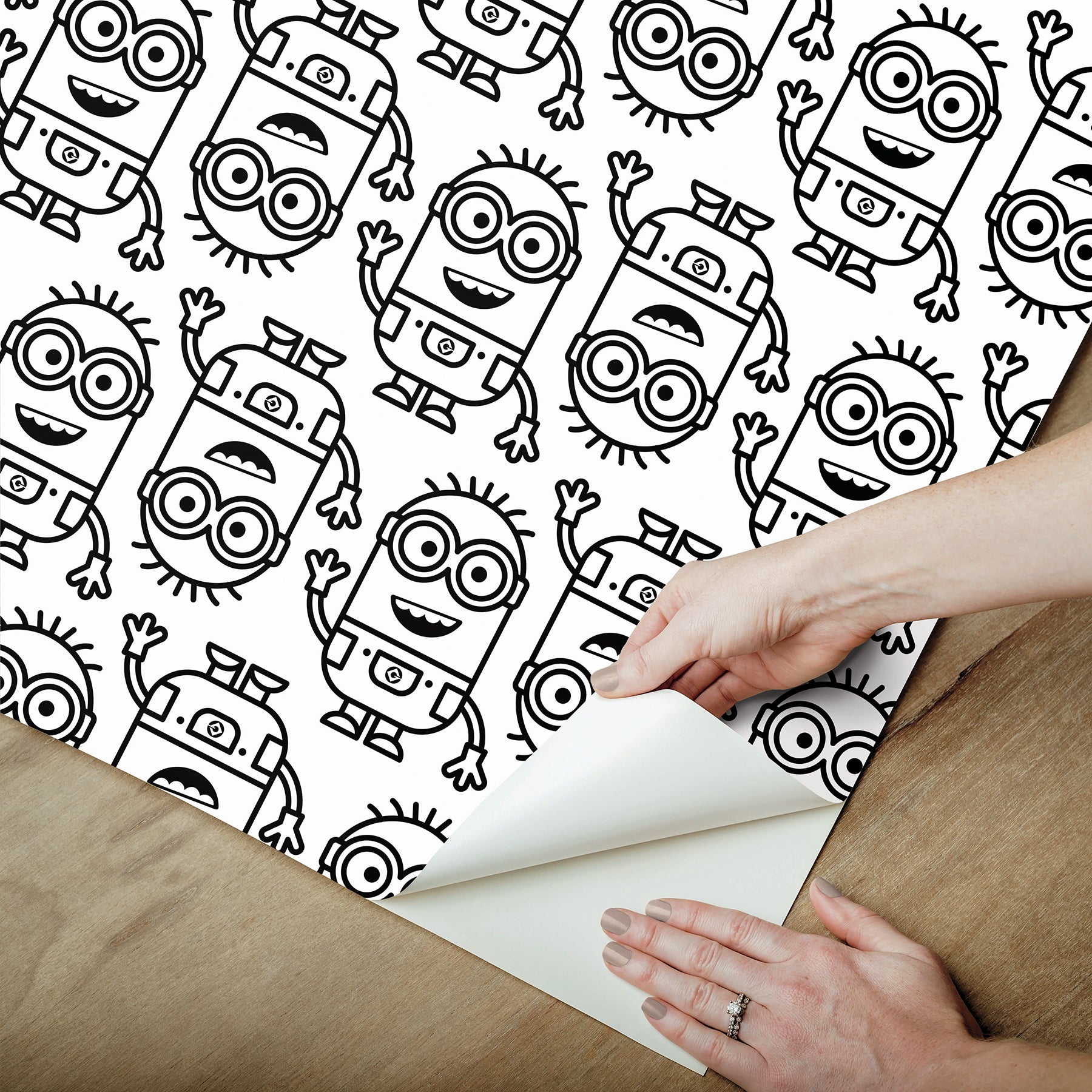 Minions Line Art Peel and Stick Wallpaper Peel and Stick Wallpaper RoomMates Decor   