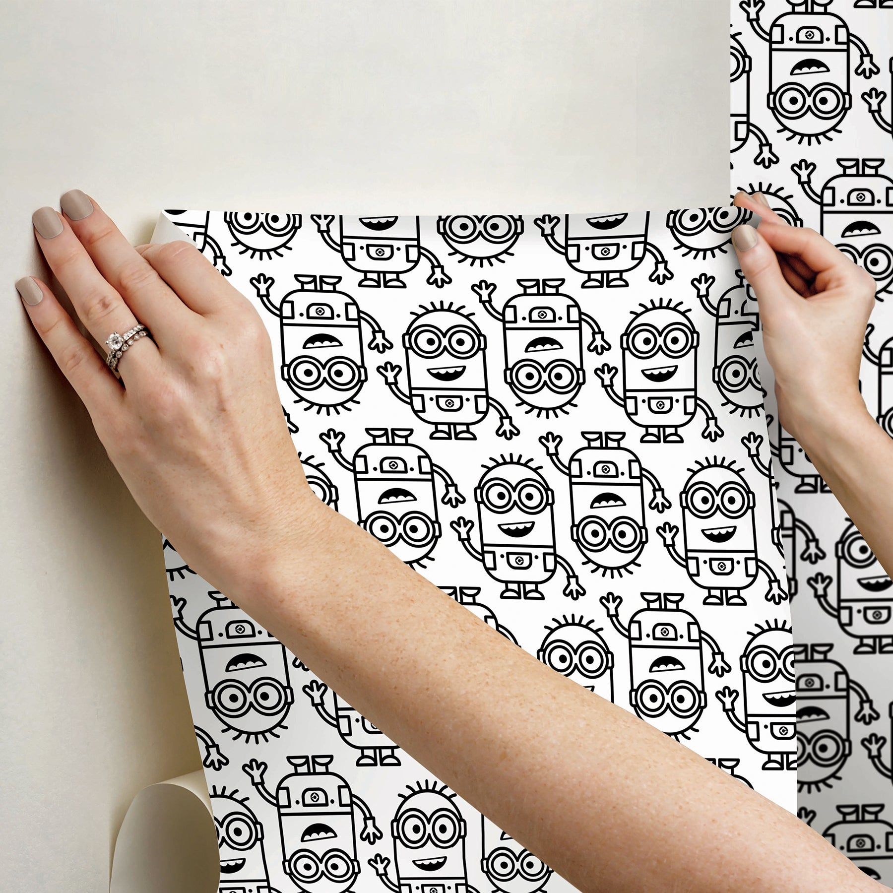 Minions Line Art Peel and Stick Wallpaper Peel and Stick Wallpaper RoomMates Decor   