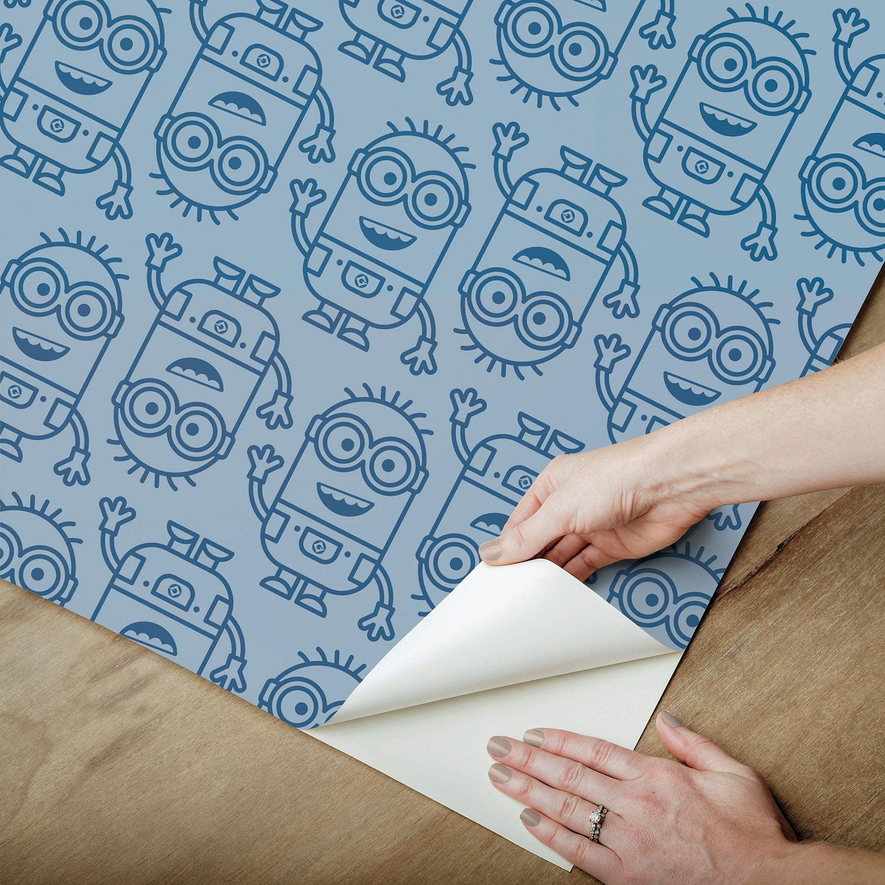 Minions Line Art Peel and Stick Wallpaper Peel and Stick Wallpaper RoomMates Decor   