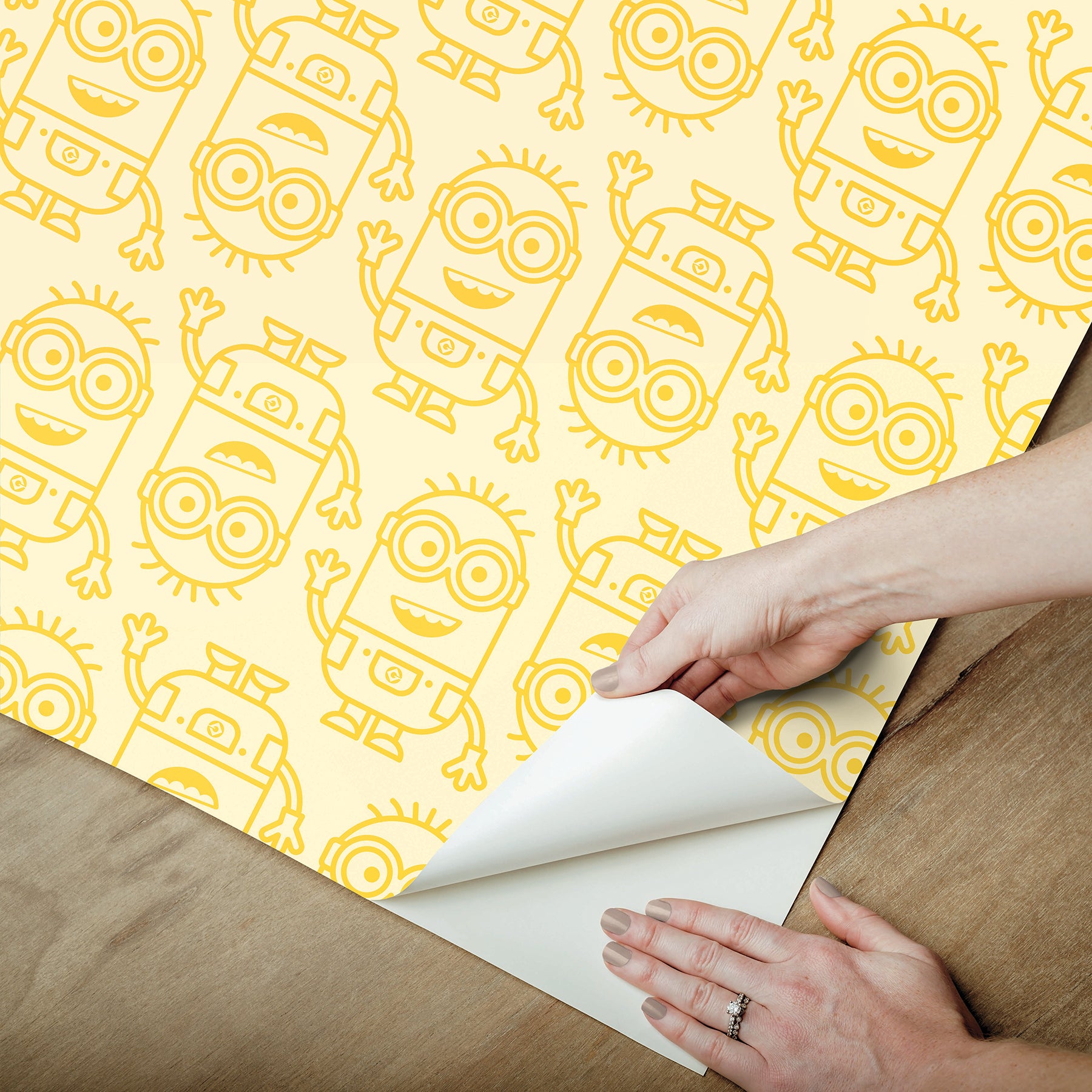 Minions Line Art Peel and Stick Wallpaper Peel and Stick Wallpaper RoomMates Decor   