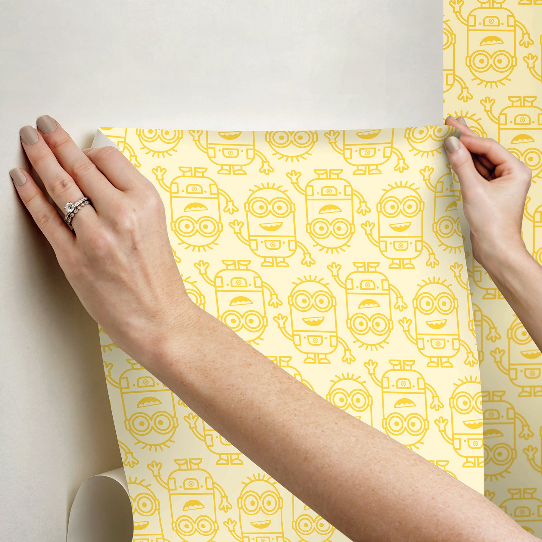Minions Line Art Peel and Stick Wallpaper Peel and Stick Wallpaper RoomMates Decor   