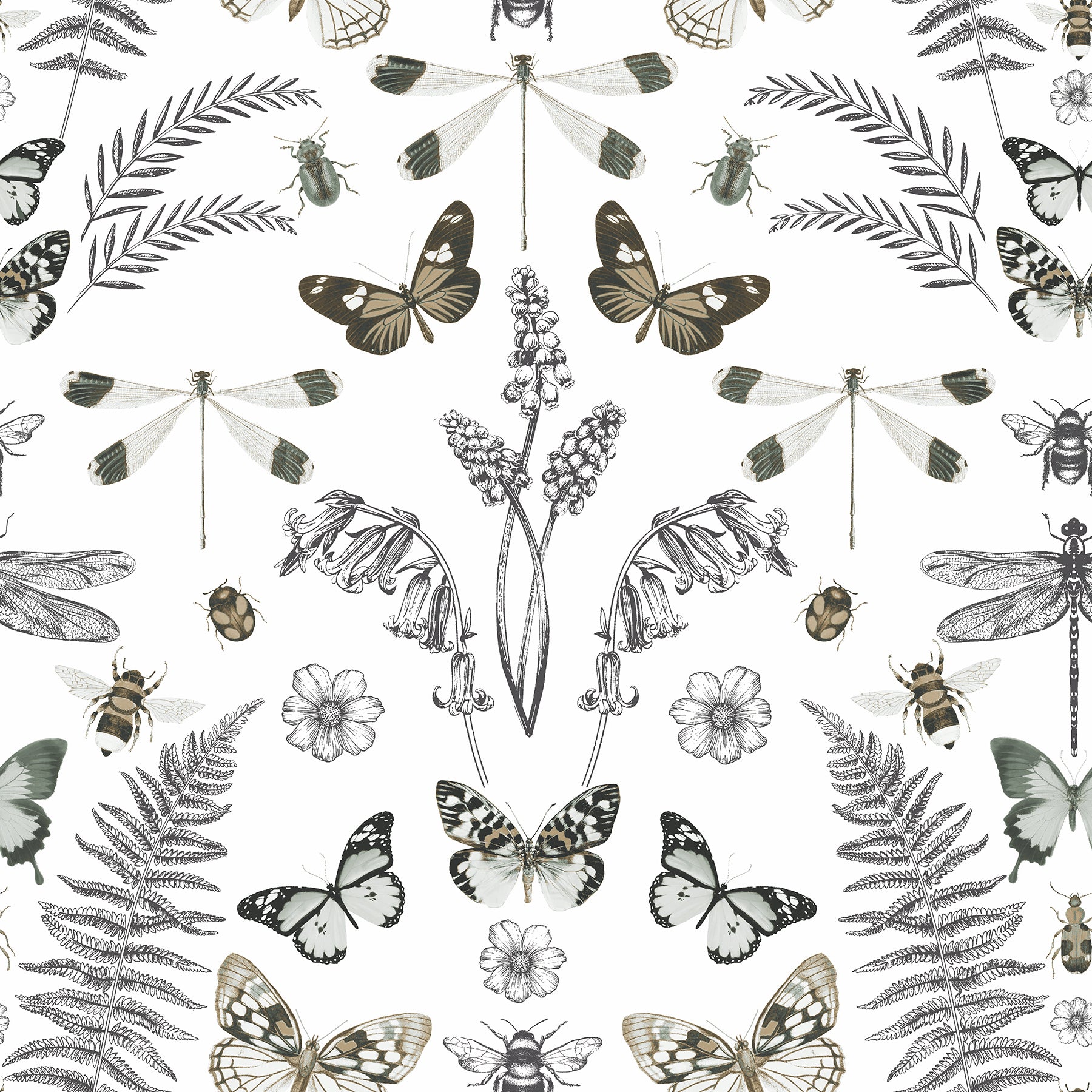 Hidden Treasures Peel and Stick Wallpaper Peel and Stick Wallpaper RoomMates Roll White 