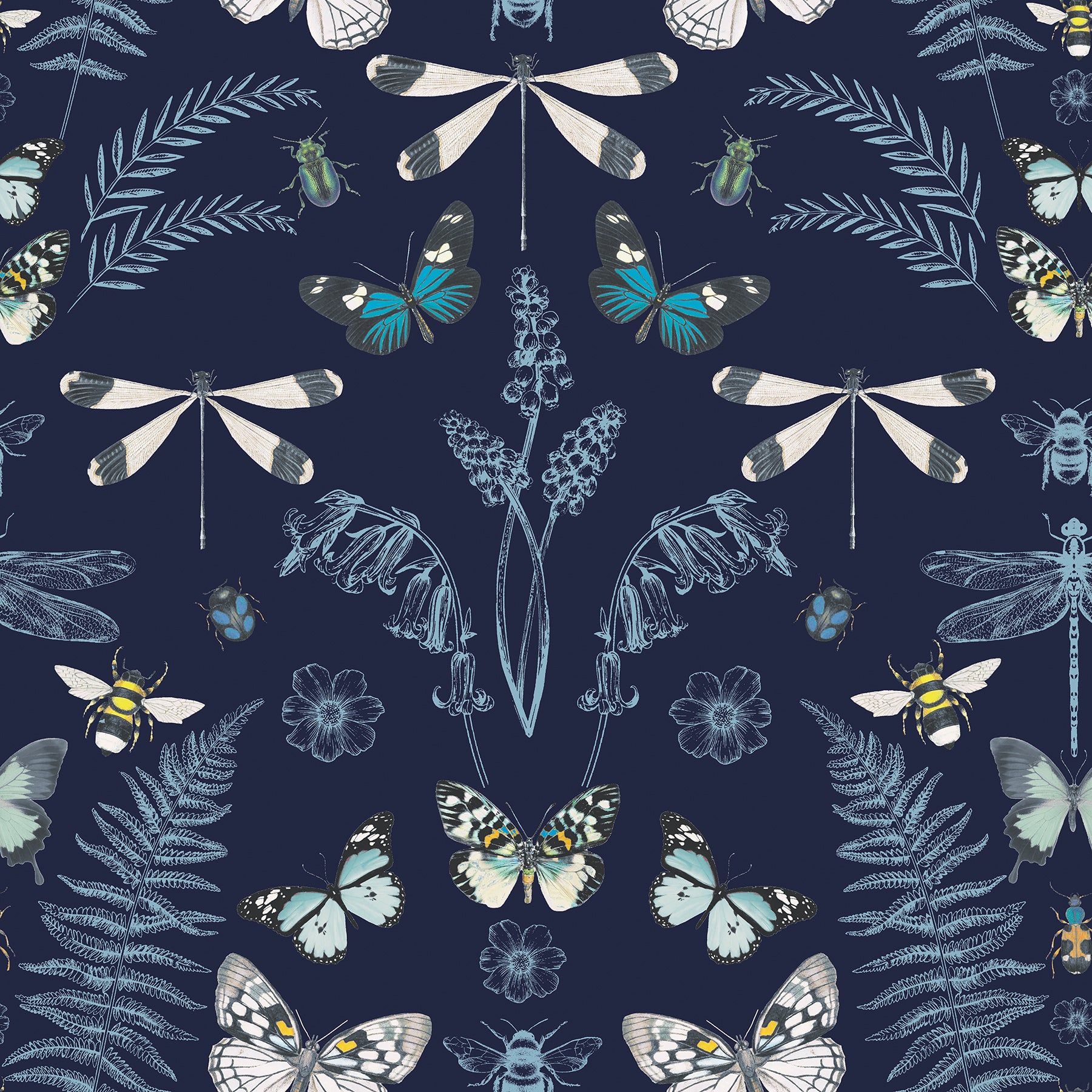 Hidden Treasures Peel and Stick Wallpaper Peel and Stick Wallpaper RoomMates Roll Blue 