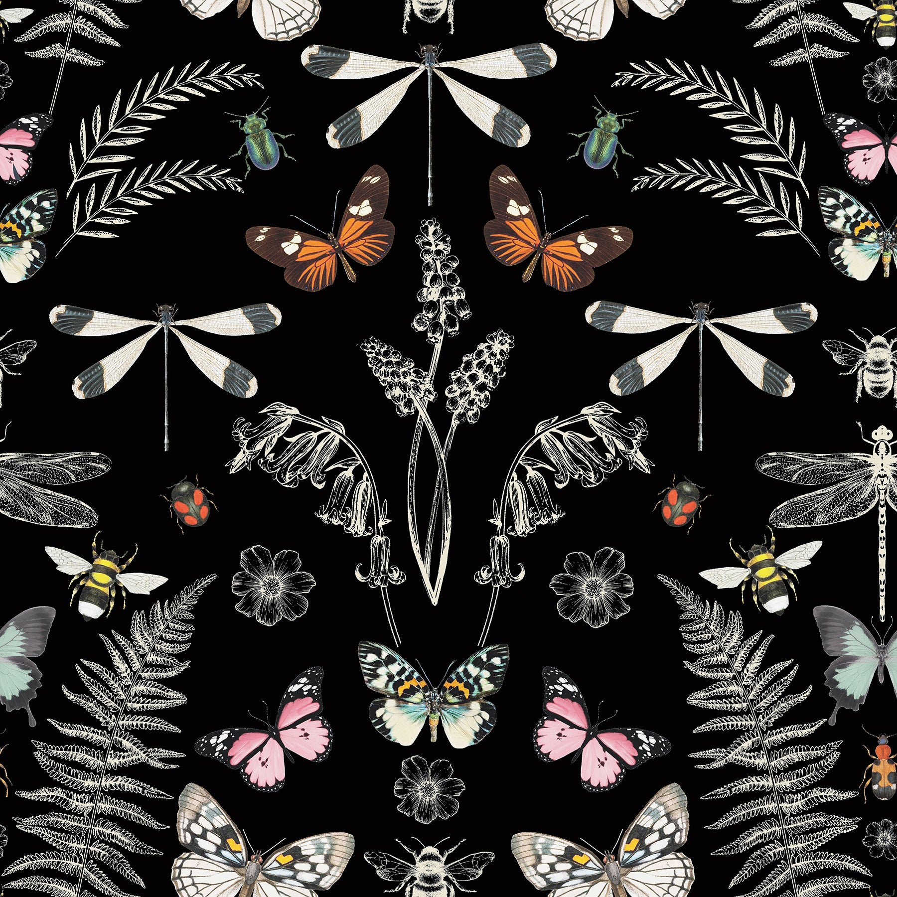 Hidden Treasures Peel and Stick Wallpaper Peel and Stick Wallpaper RoomMates Roll Black 