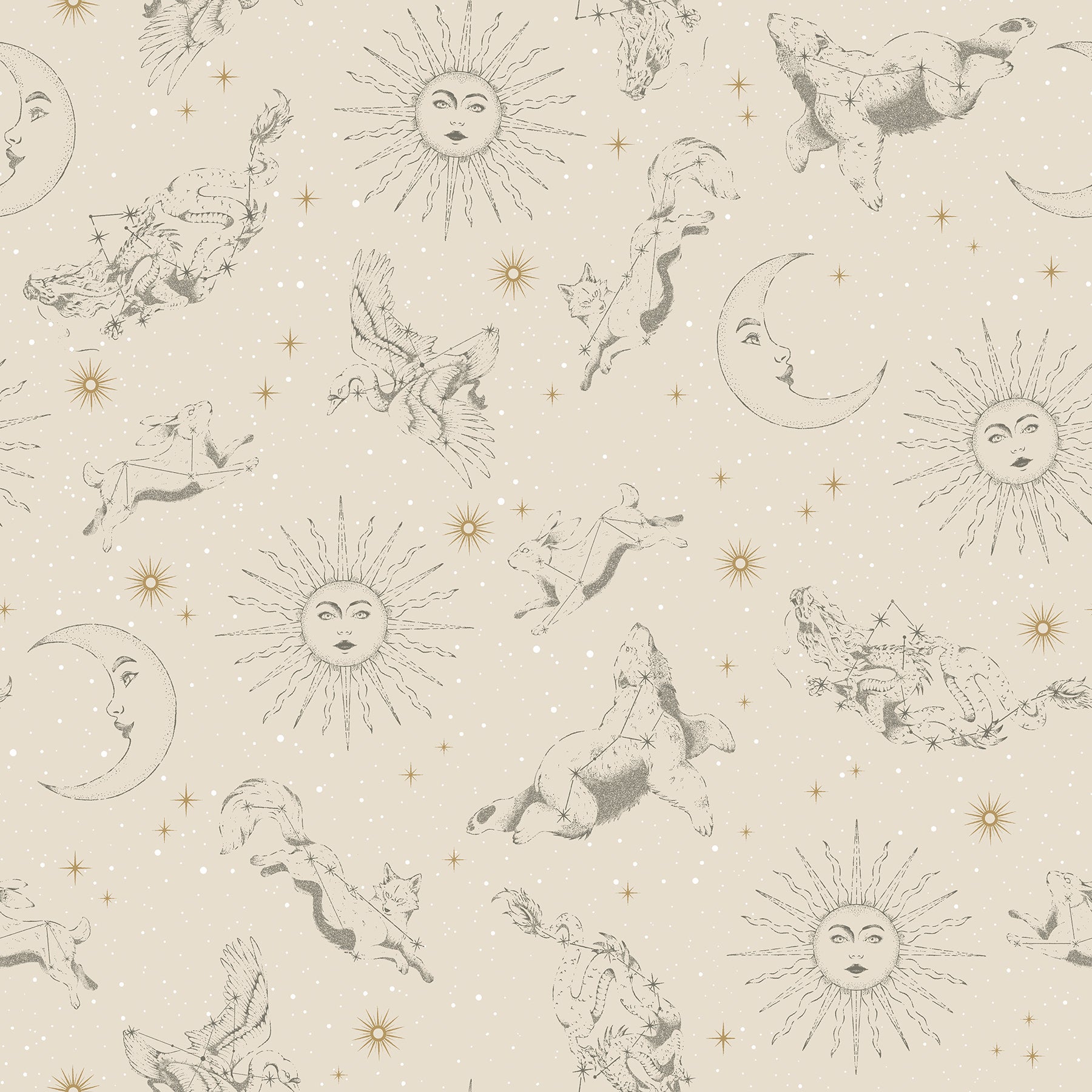 Zodiac Dreams Peel and Stick Wallpaper Peel and Stick Wallpaper RoomMates Roll Linen 
