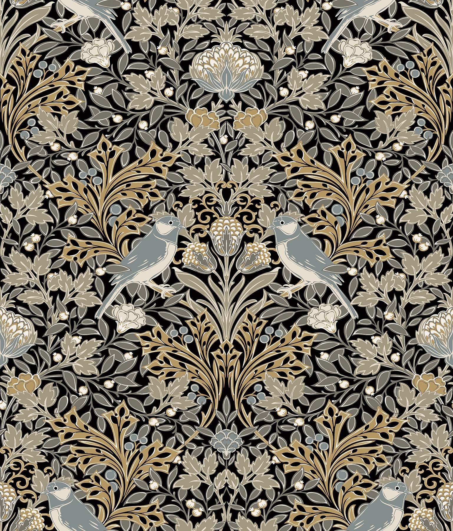 Garden Aviary Peel and Stick Wallpaper Peel and Stick Wallpaper RoomMates Roll Black 