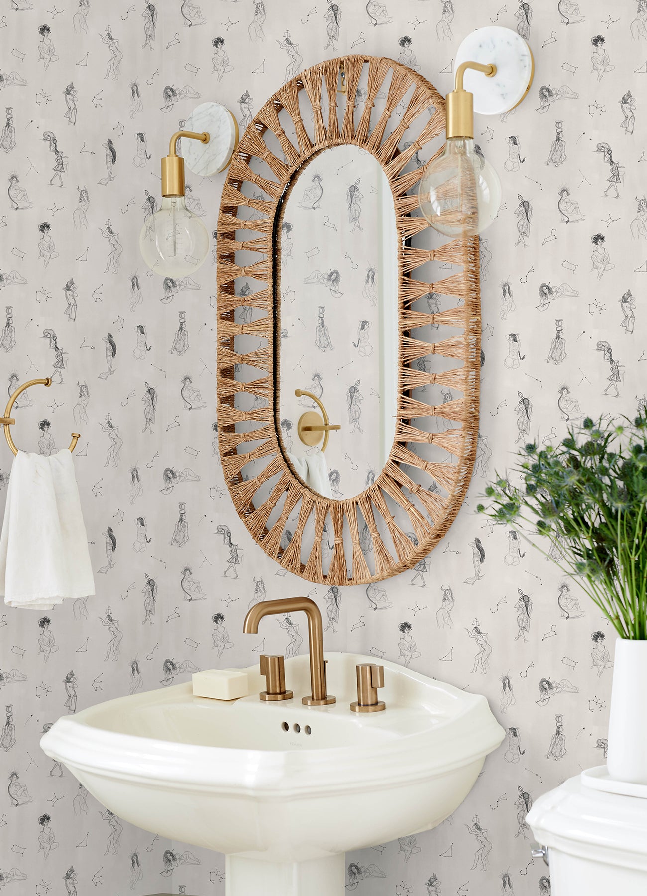 Mr. Kate Luna Zodiac Toile Peel and Stick Wallpaper Peel and Stick Wallpaper RoomMates   