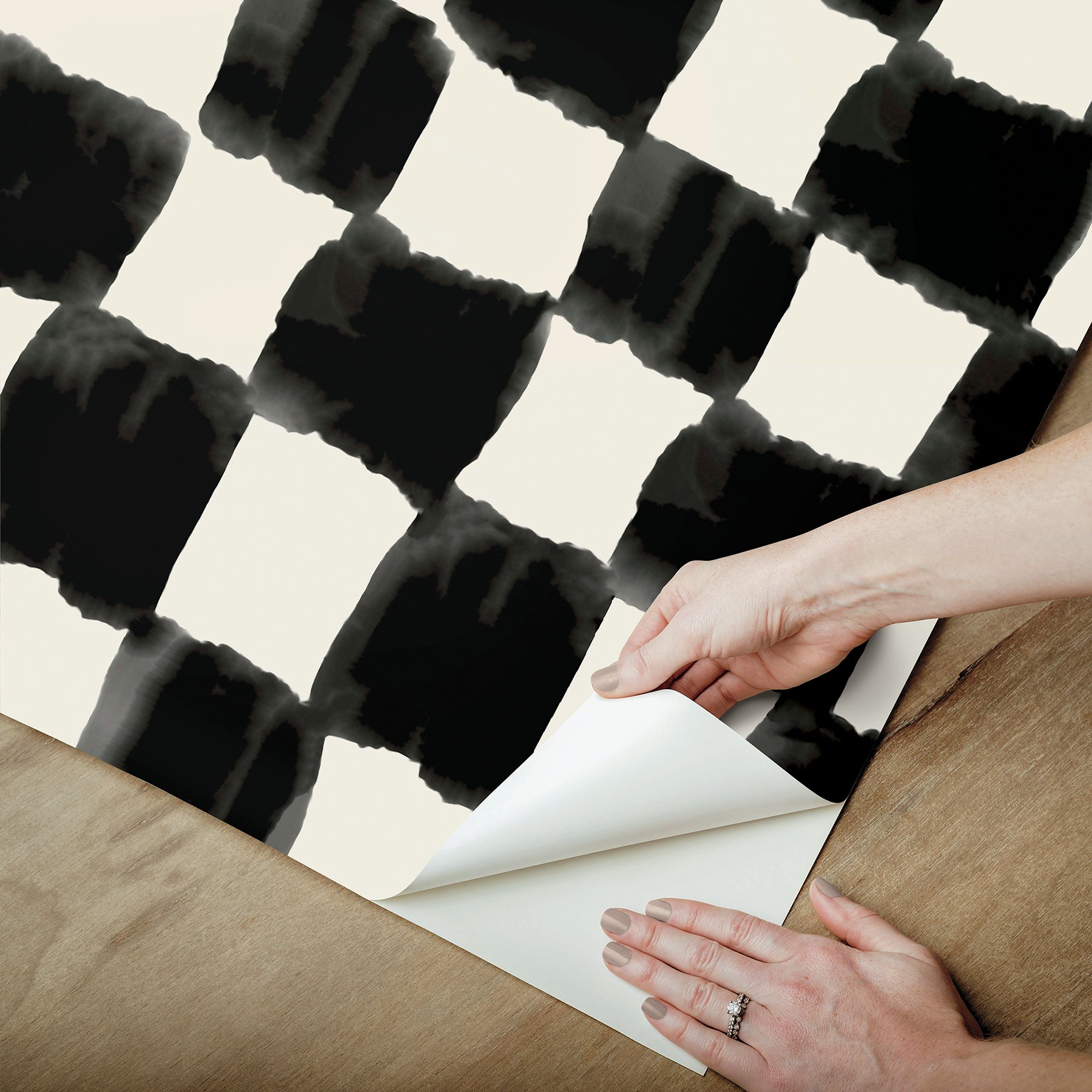 Mr. Kate Tess Watercolor Checker Peel and Stick Wallpaper Peel and Stick Wallpaper RoomMates   