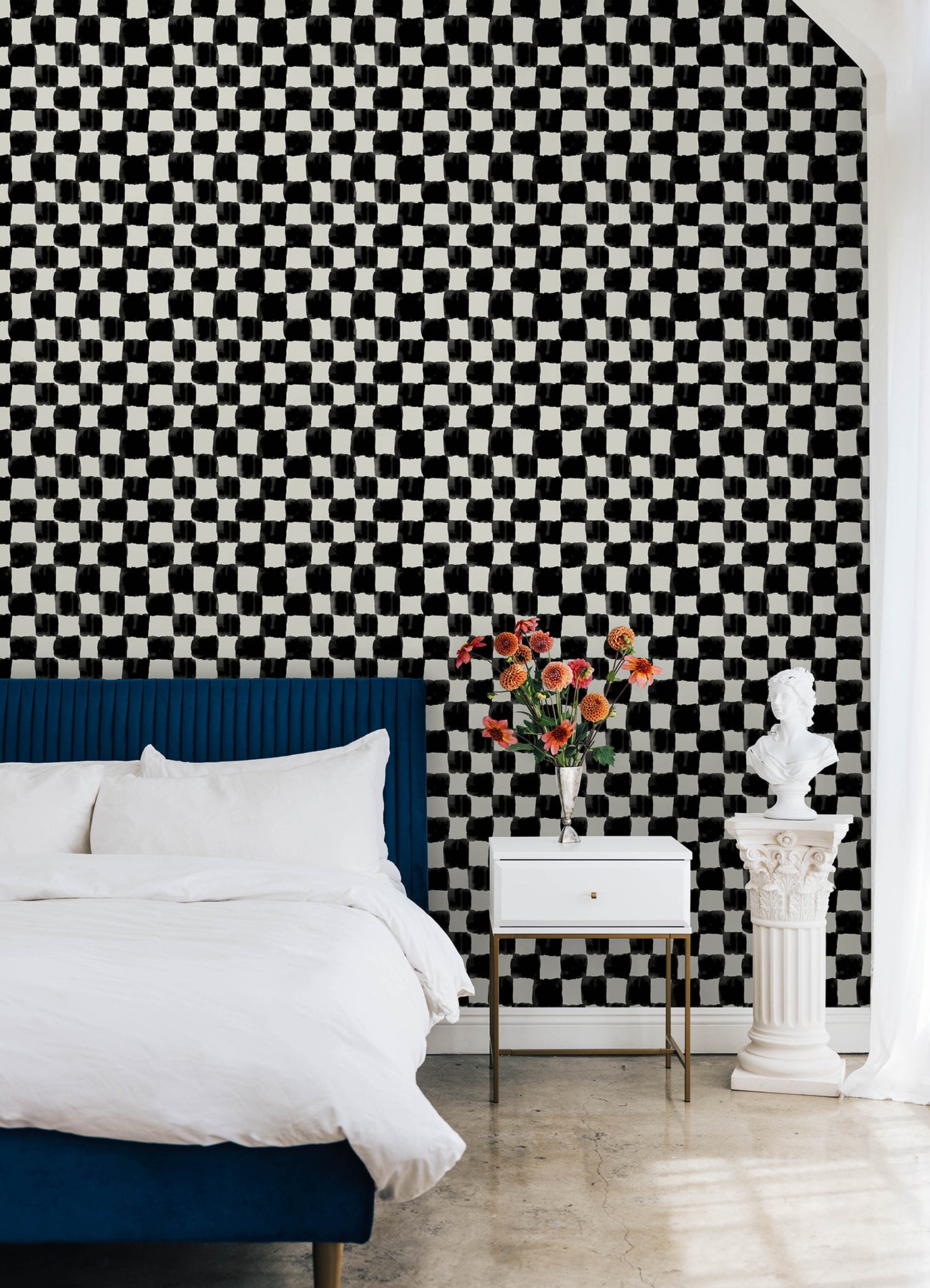 Mr. Kate Tess Watercolor Checker Peel and Stick Wallpaper Peel and Stick Wallpaper RoomMates   