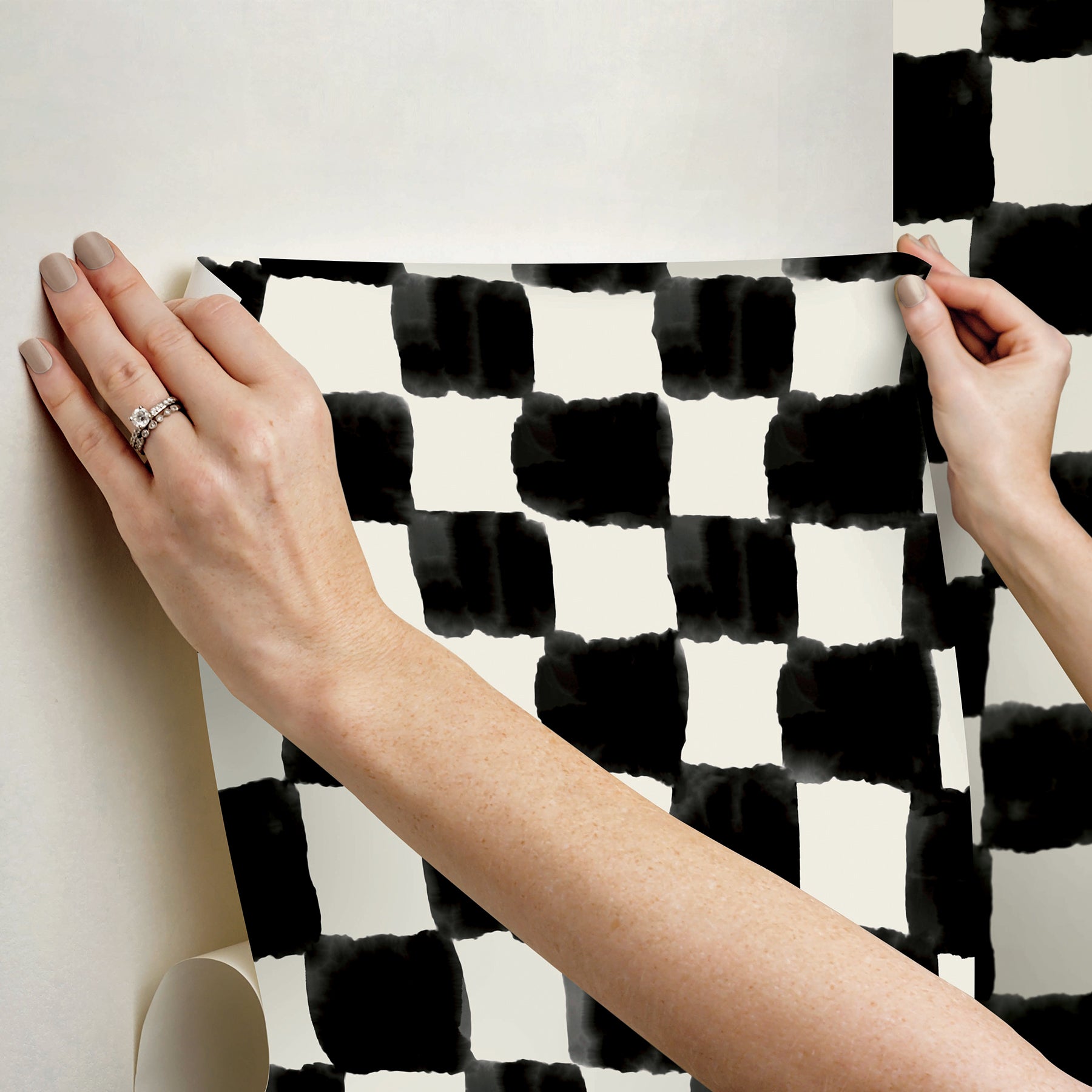 Mr. Kate Tess Watercolor Checker Peel and Stick Wallpaper Peel and Stick Wallpaper RoomMates   