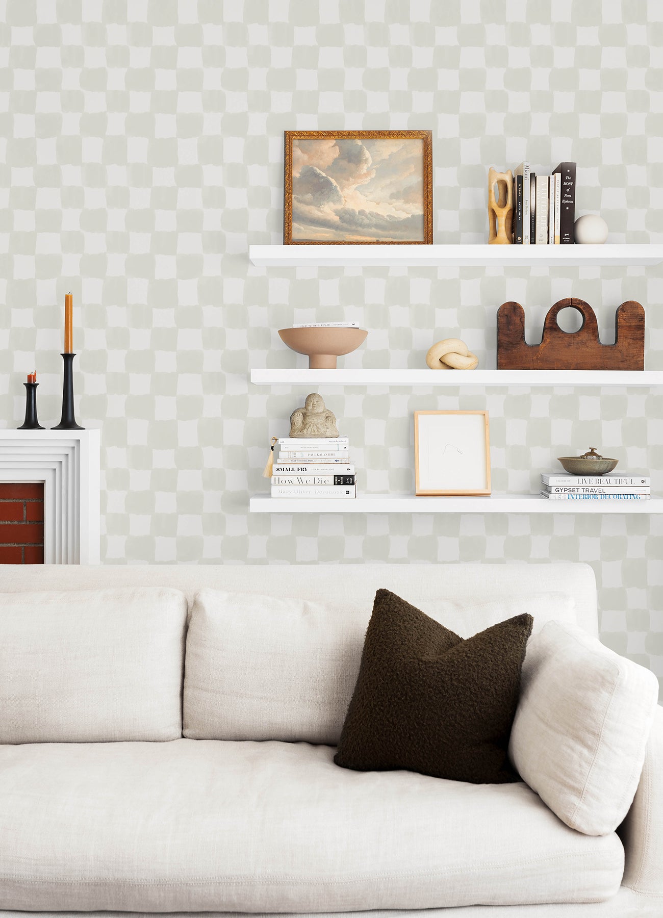 Mr. Kate Tess Watercolor Checker Peel and Stick Wallpaper Peel and Stick Wallpaper RoomMates   