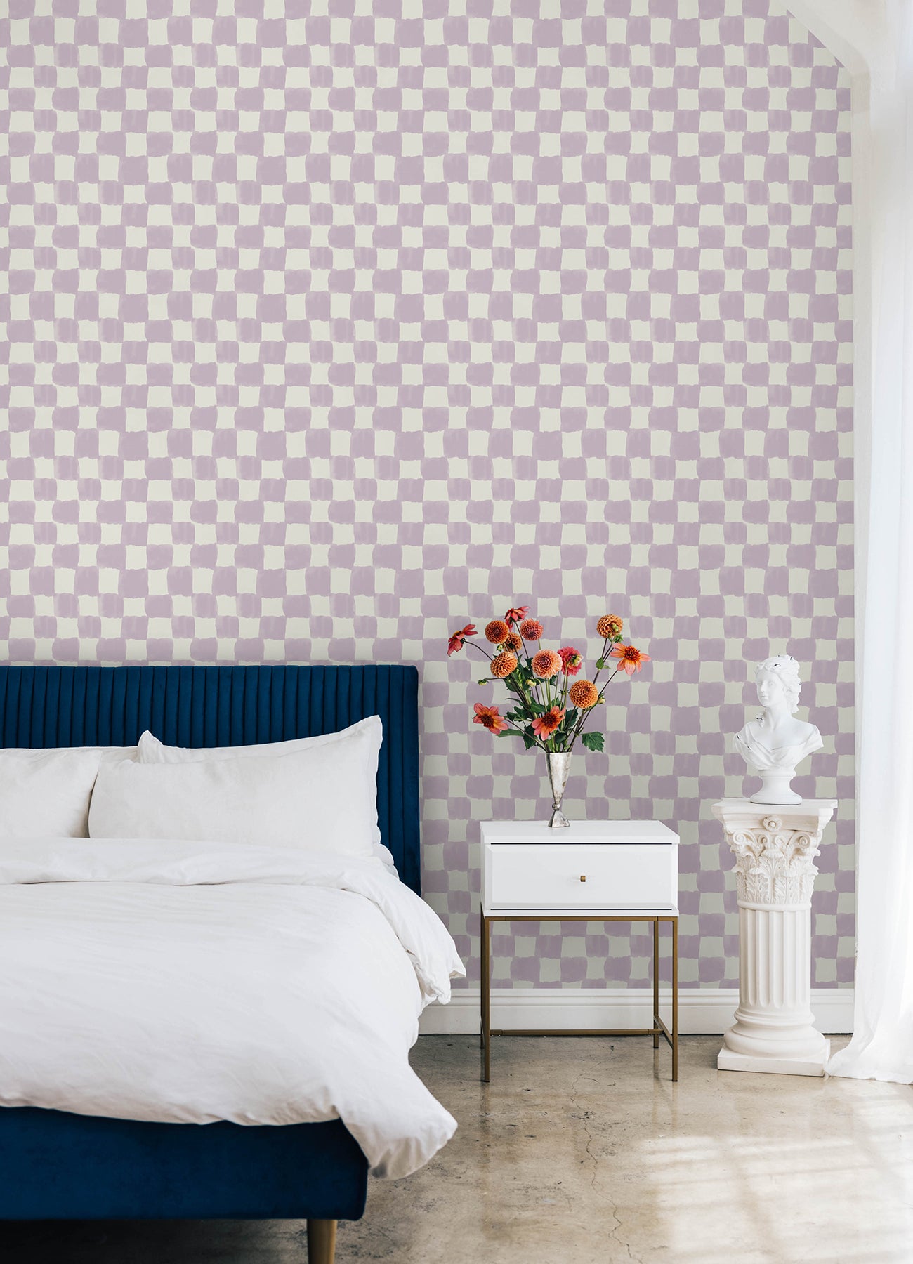 Mr. Kate Tess Watercolor Checker Peel and Stick Wallpaper Peel and Stick Wallpaper RoomMates   