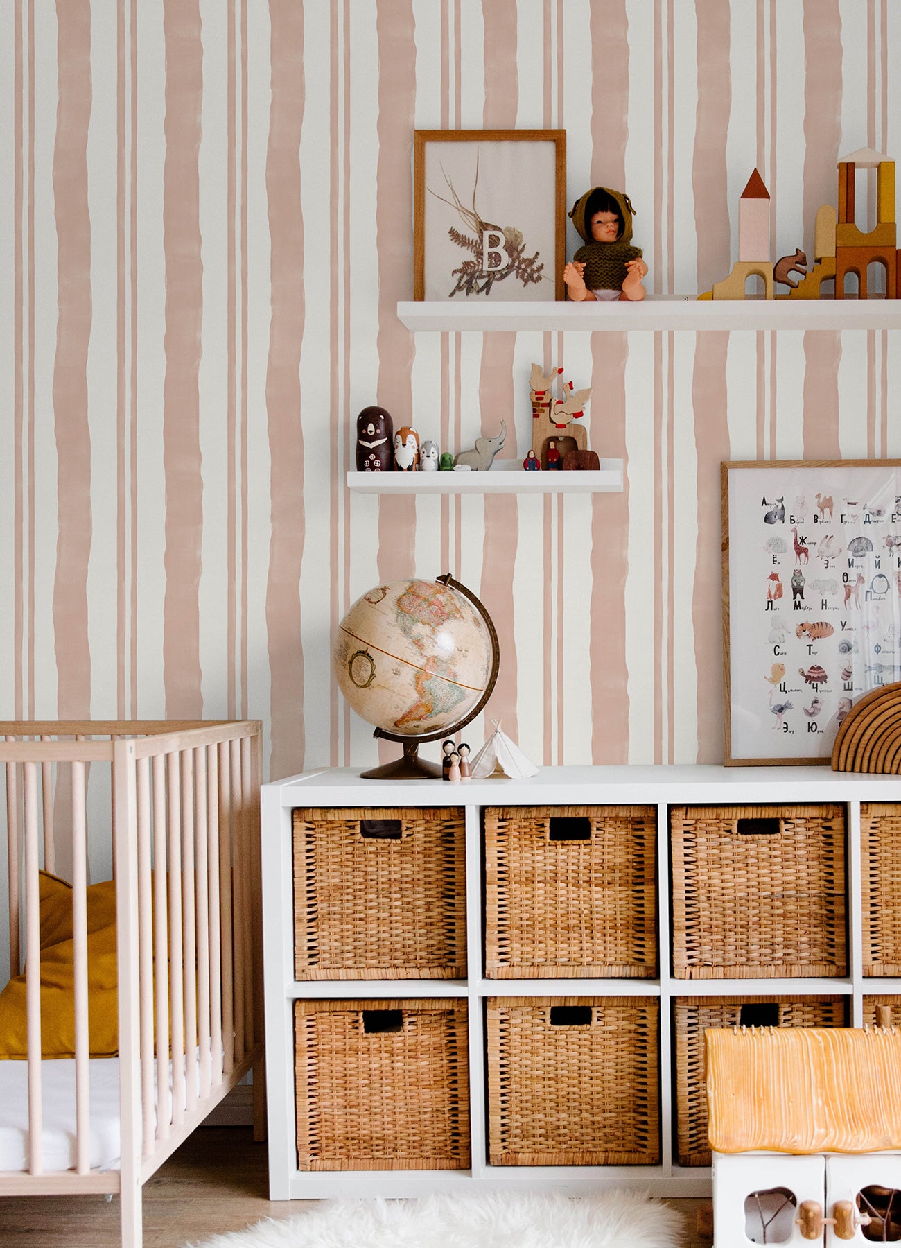 Mr. Kate Winston Watercolor Stripe Peel and Stick Wallpaper Peel and Stick Wallpaper RoomMates   