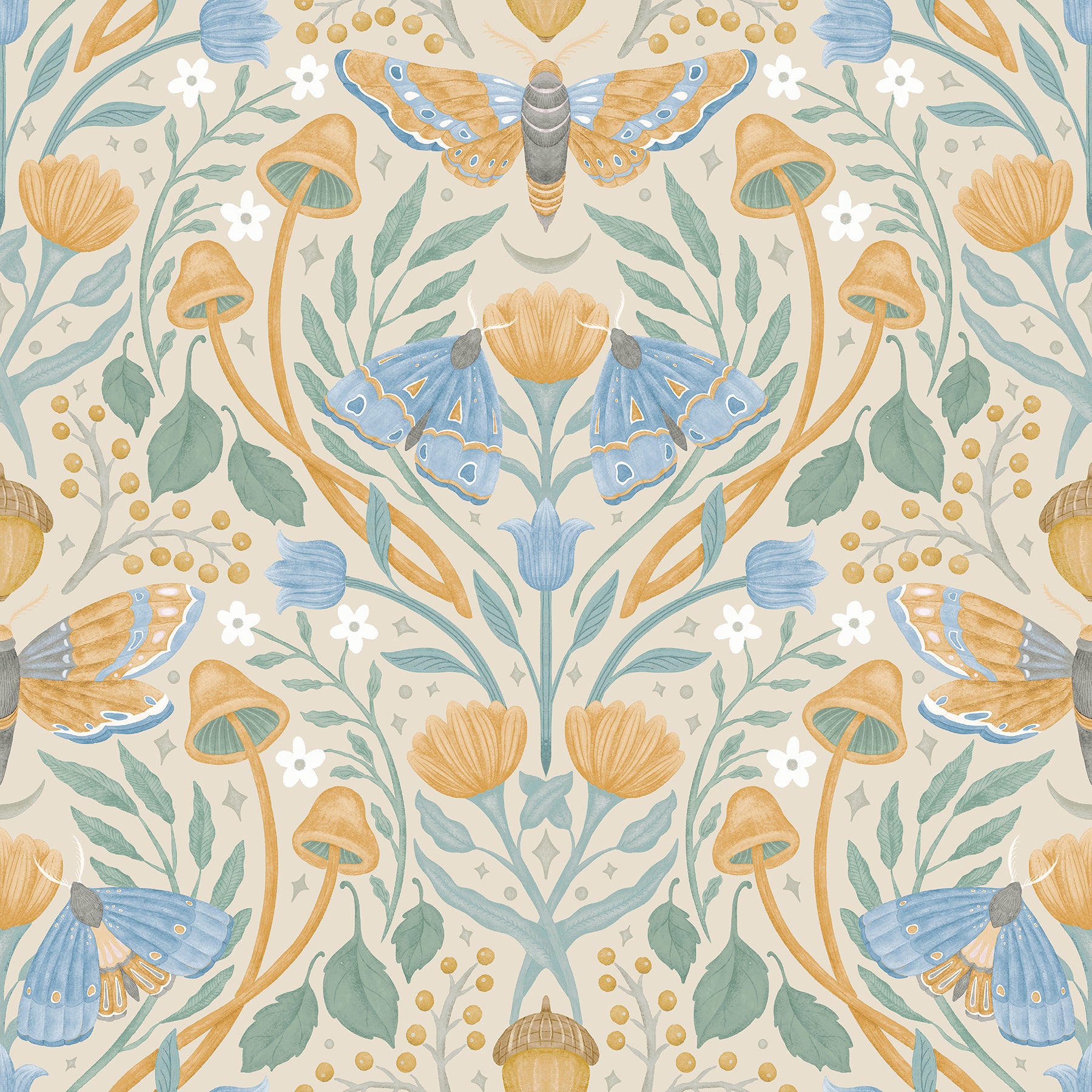 Enchanted Forest Damask Peel and Stick Wallpaper Peel and Stick Wallpaper RoomMates Roll Orange & Linden 