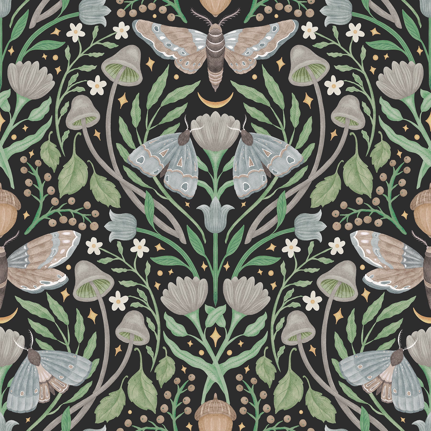Enchanted Forest Damask Peel and Stick Wallpaper Peel and Stick Wallpaper RoomMates Roll Black 