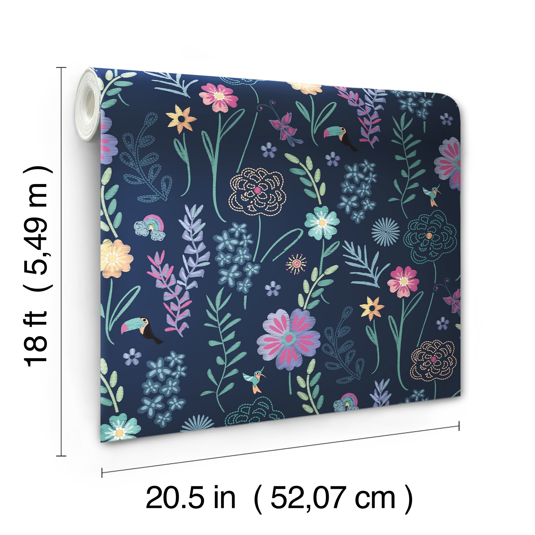 Disney Encanto Embroidery Floral Peel & Stick Wallpaper Peel and Stick Wallpaper RoomMates   