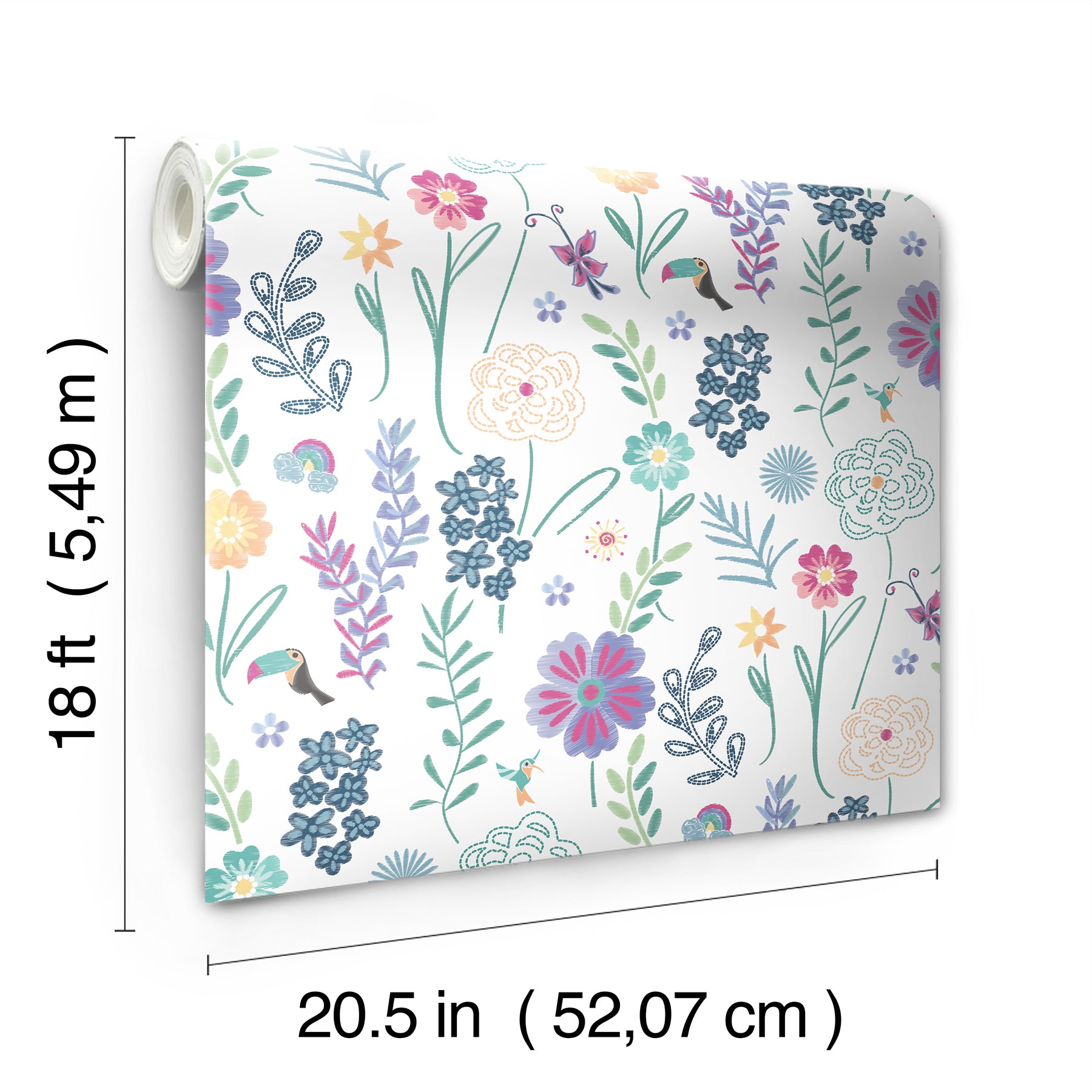 Disney Encanto Embroidery Floral Peel & Stick Wallpaper Peel and Stick Wallpaper RoomMates   