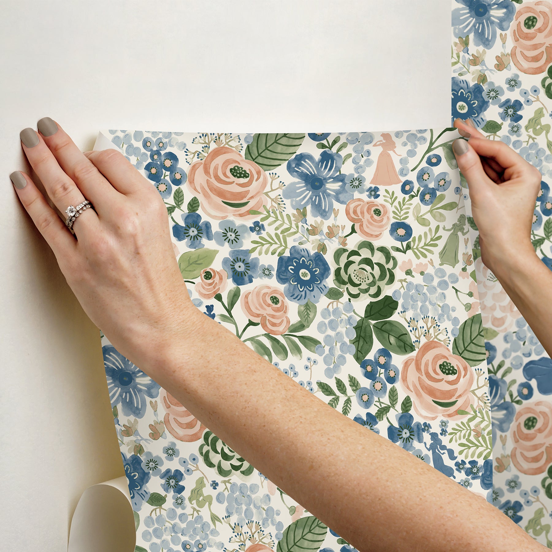 Disney Princess Watercolor Floral Peel & Stick Wallpaper Peel and Stick Wallpaper RoomMates Decor   