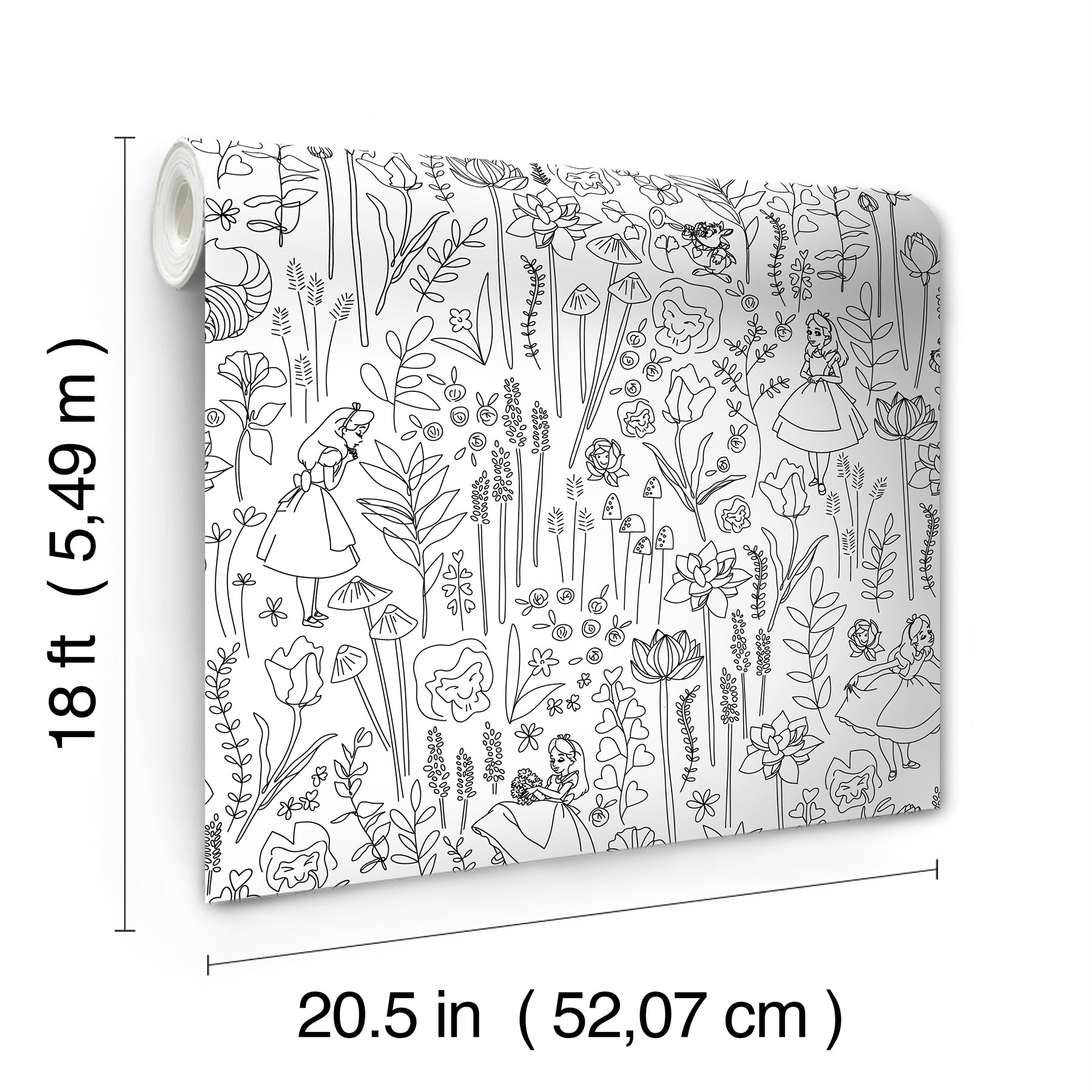 Disney Alice in Wonderland Garden Peel & Stick Wallpaper Peel and Stick Wallpaper RoomMates   