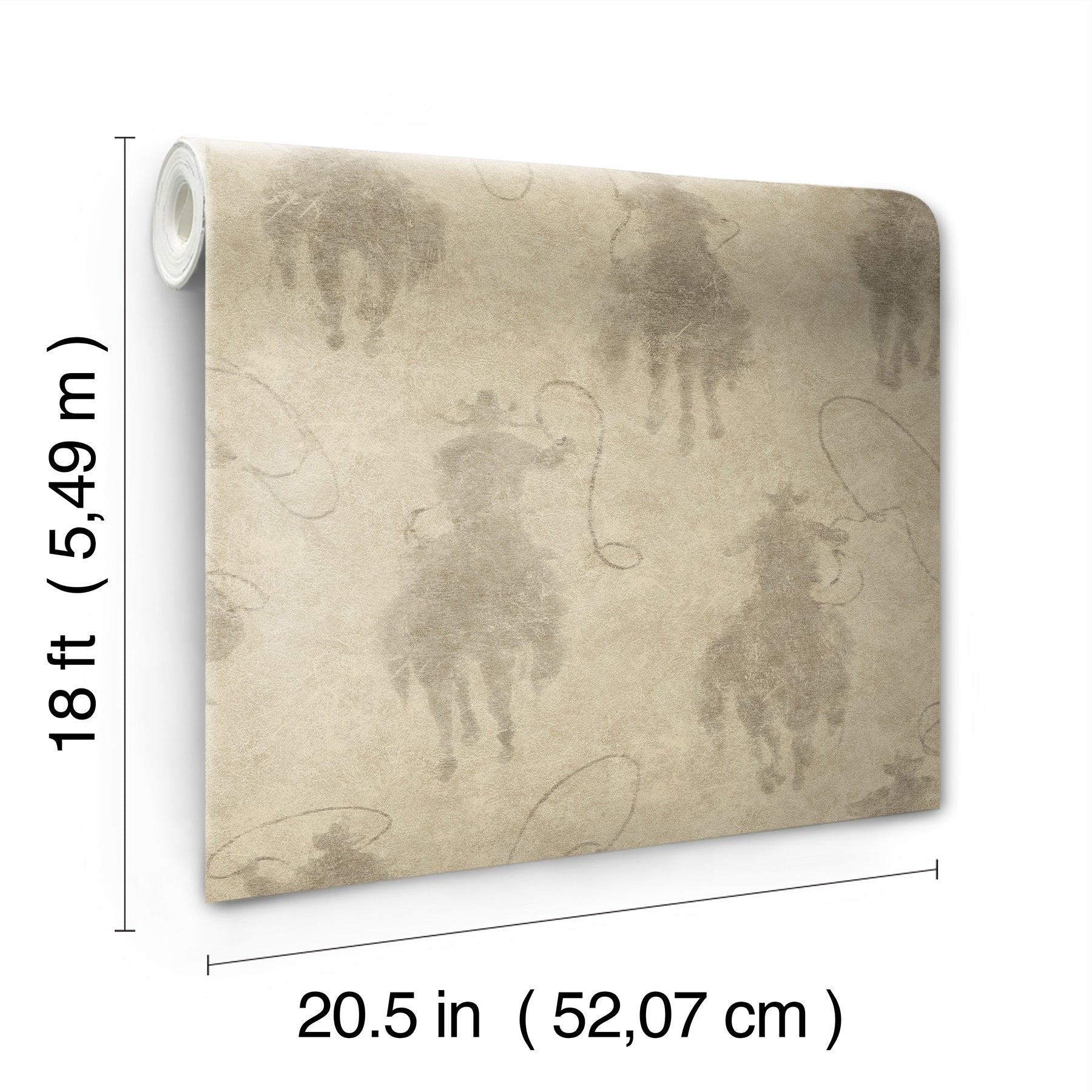 Yellowstone Stockman Silhouette Beige Peel & Stick Wallpaper Peel and Stick Wallpaper RoomMates Decor   