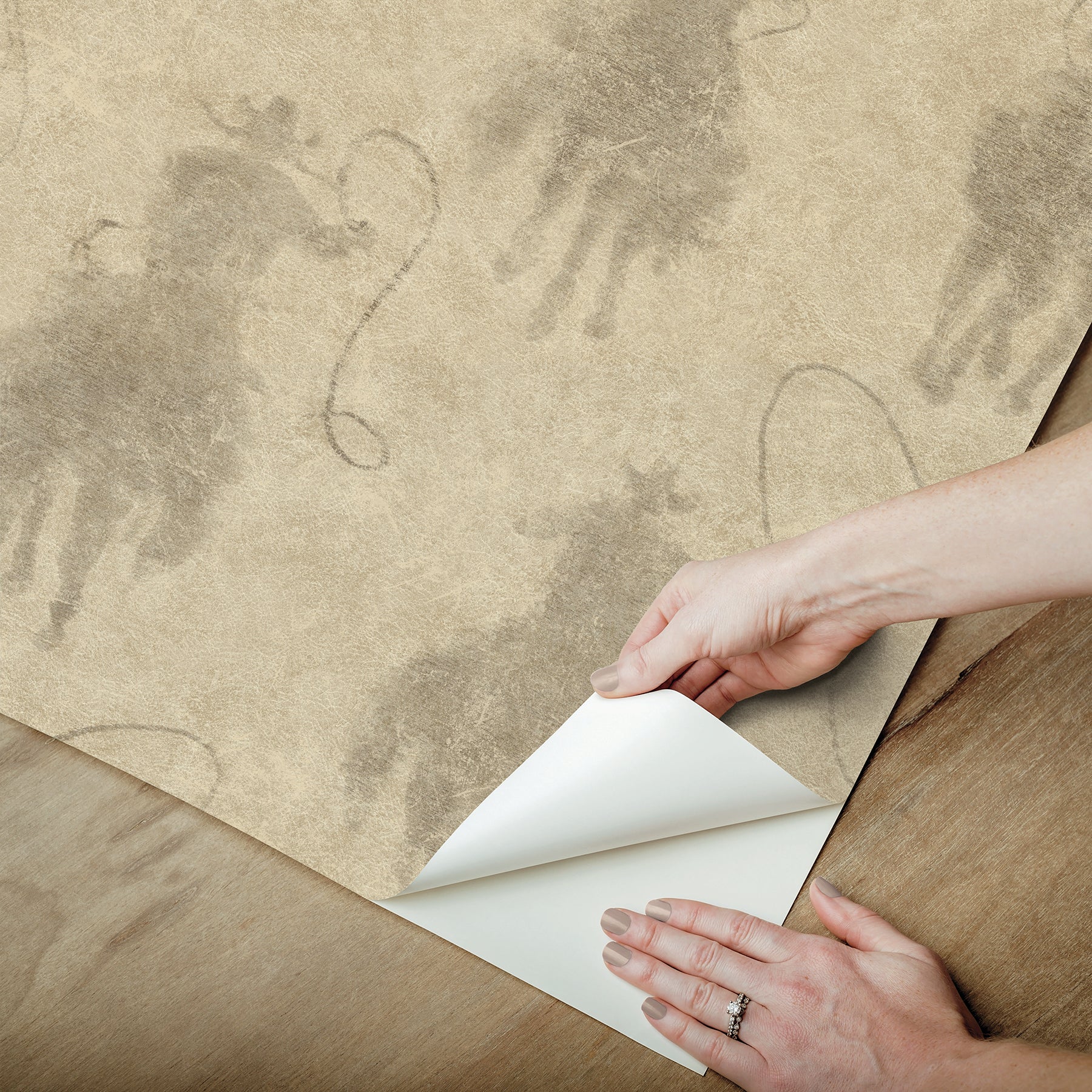 Yellowstone Stockman Silhouette Beige Peel & Stick Wallpaper Peel and Stick Wallpaper RoomMates Decor   