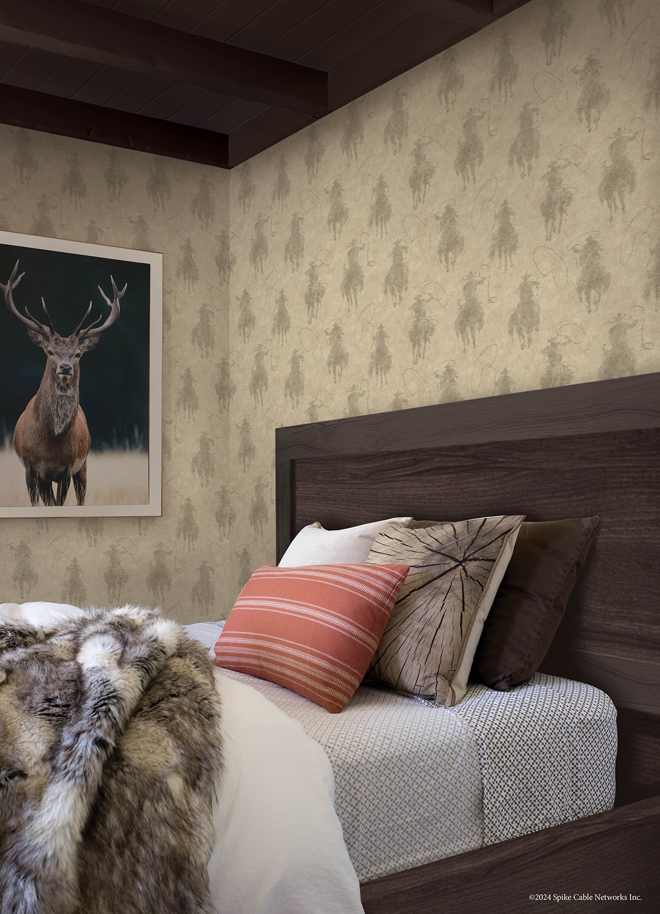 Yellowstone Stockman Silhouette Beige Peel & Stick Wallpaper Peel and Stick Wallpaper RoomMates Decor   