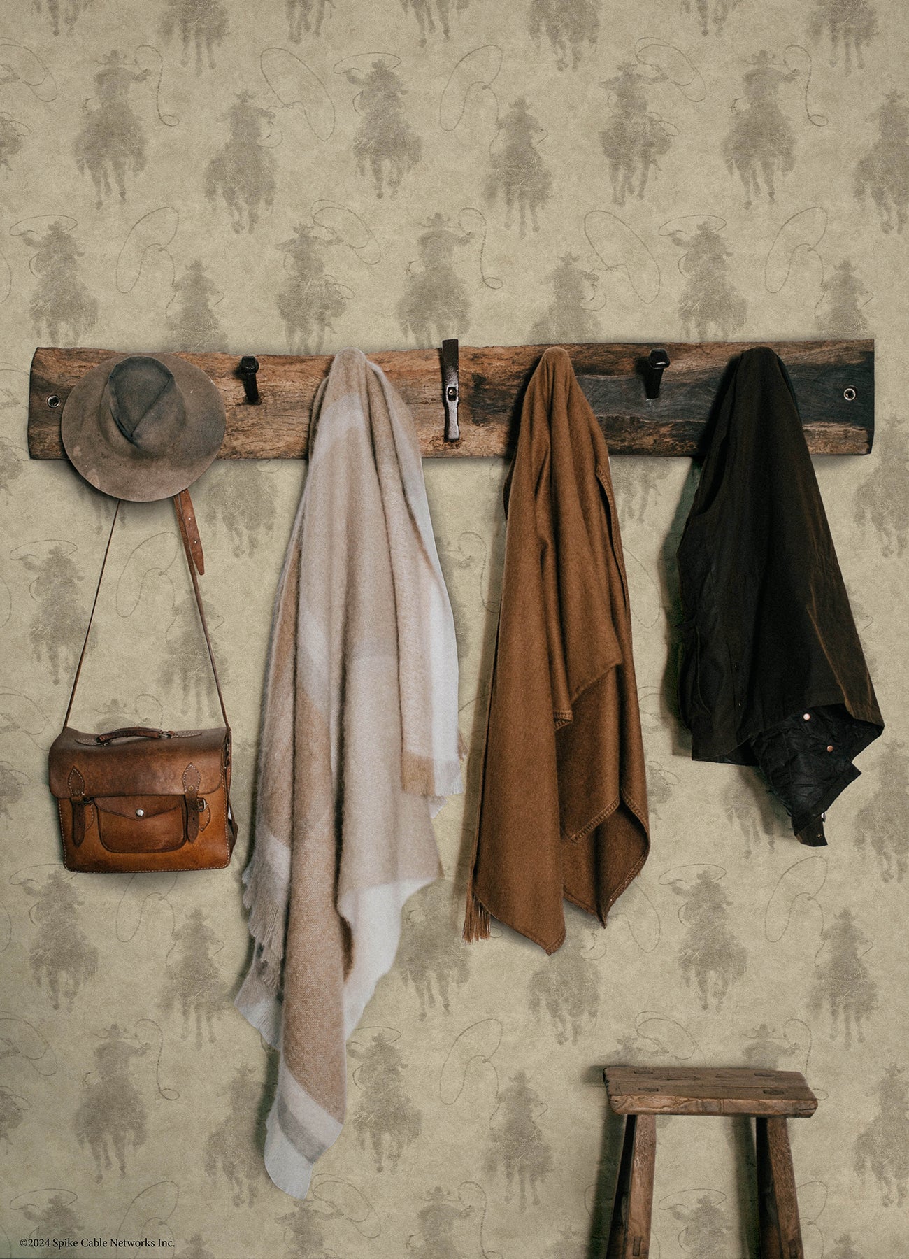 Yellowstone Stockman Silhouette Beige Peel & Stick Wallpaper Peel and Stick Wallpaper RoomMates Decor   