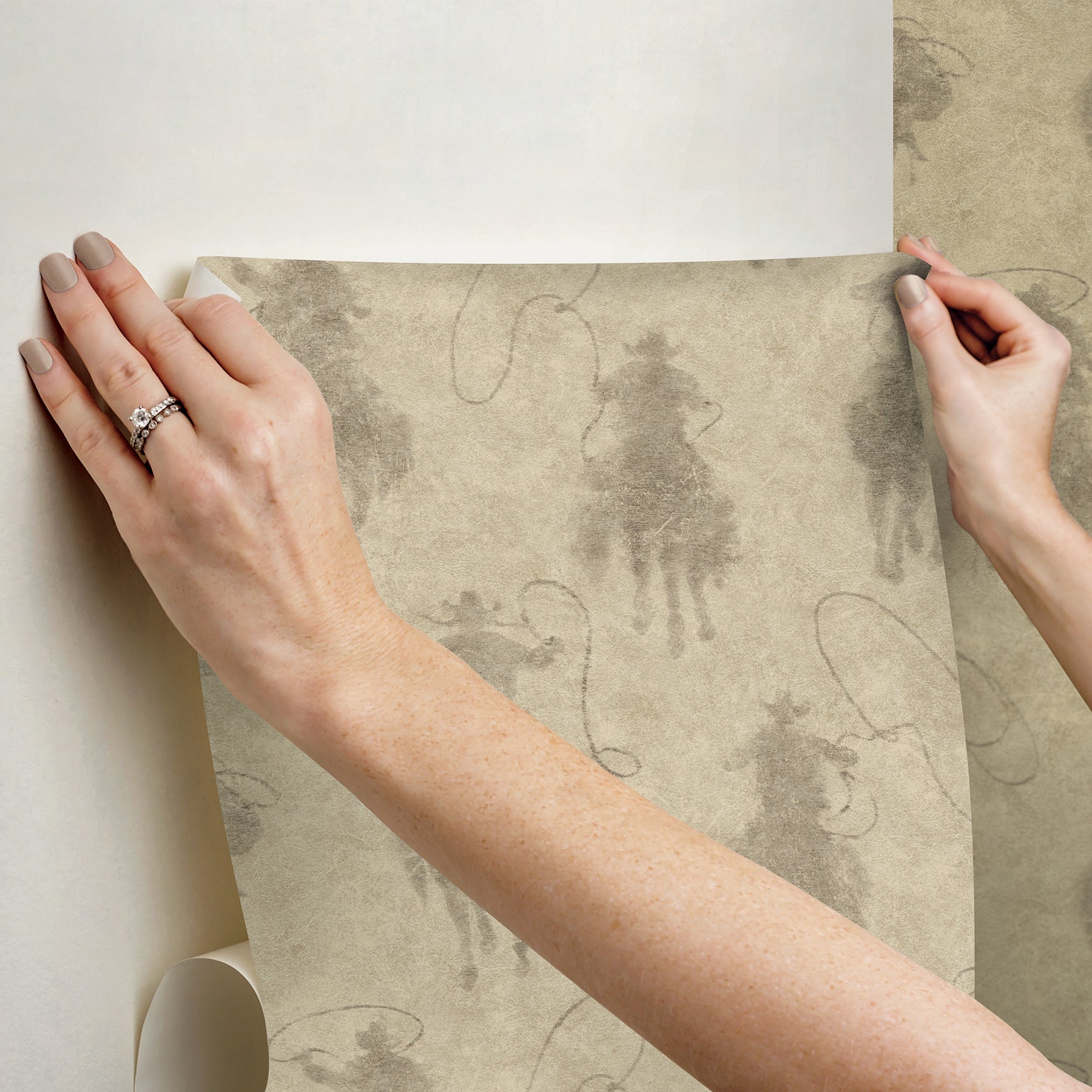 Yellowstone Stockman Silhouette Beige Peel & Stick Wallpaper Peel and Stick Wallpaper RoomMates Decor   