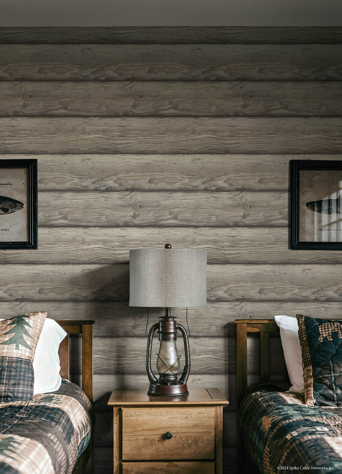 Yellowstone Bunkhouse Brown Peel & Stick Wallpaper Peel and Stick Wallpaper RoomMates Decor   