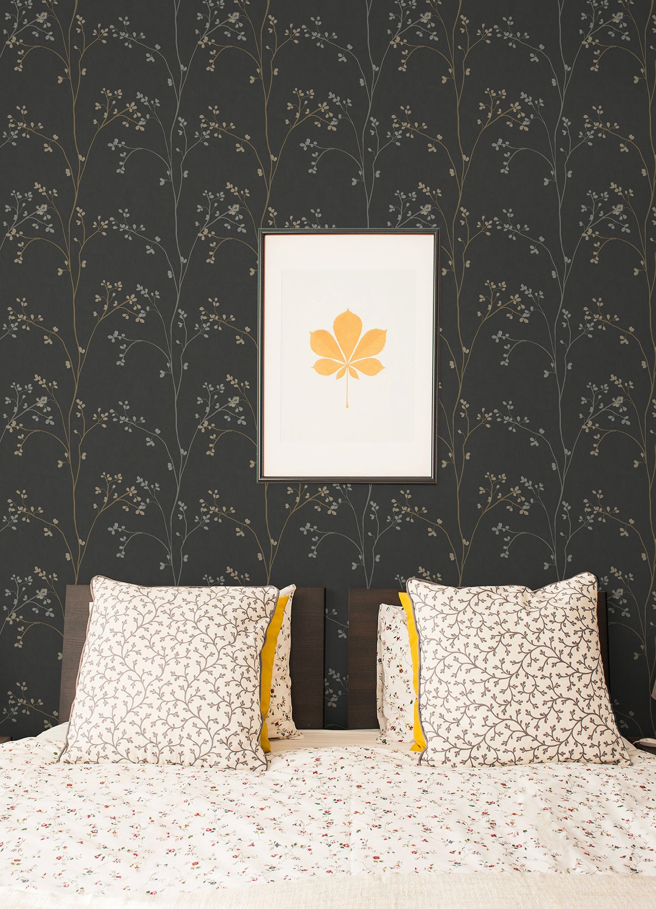 Blossom Stripe Black Peel & Stick Wallpaper Peel and Stick Wallpaper RoomMates Decor   