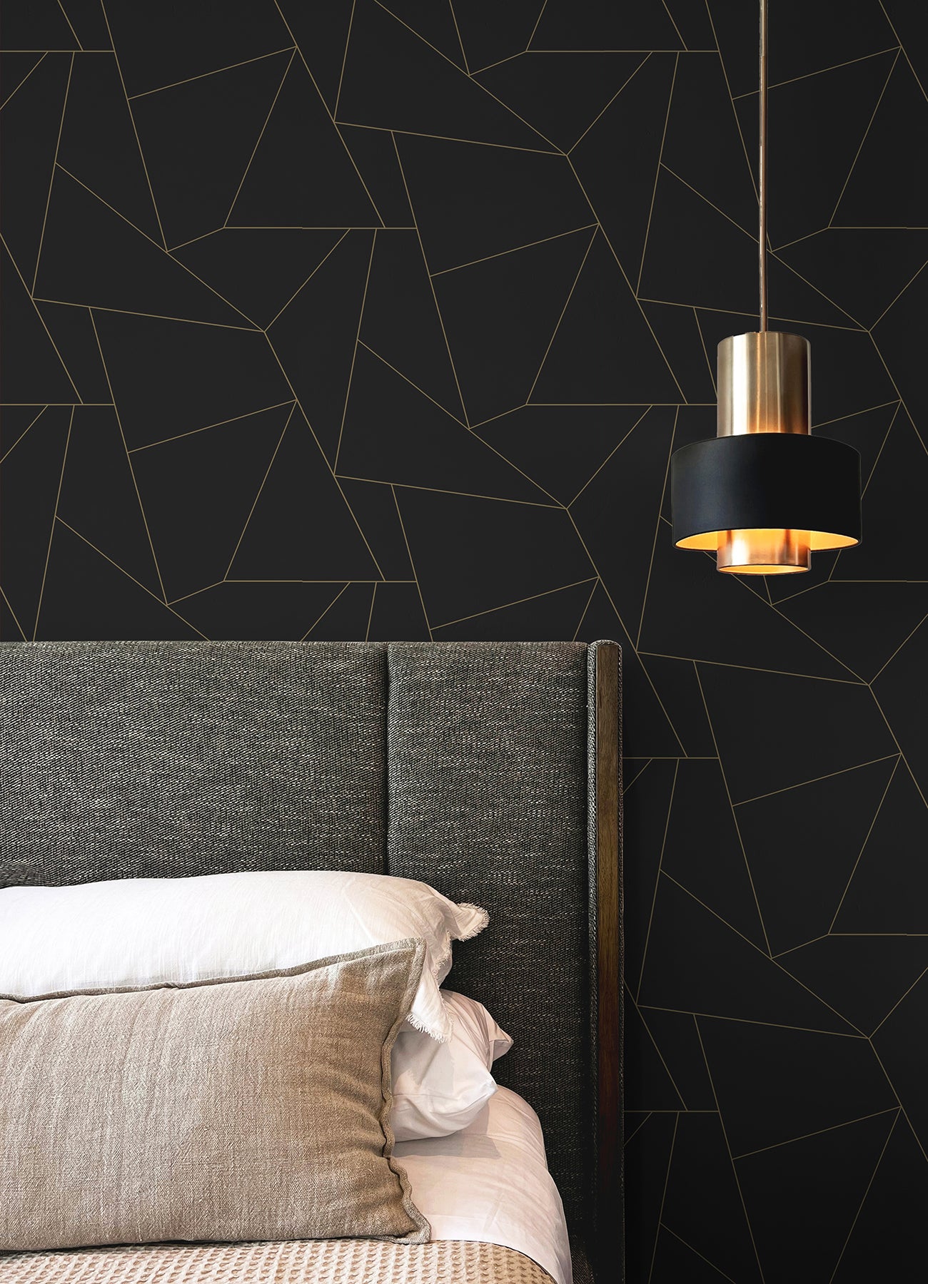 Brilliant Black & Gold Peel & Stick Wallpaper Peel and Stick Wallpaper RoomMates