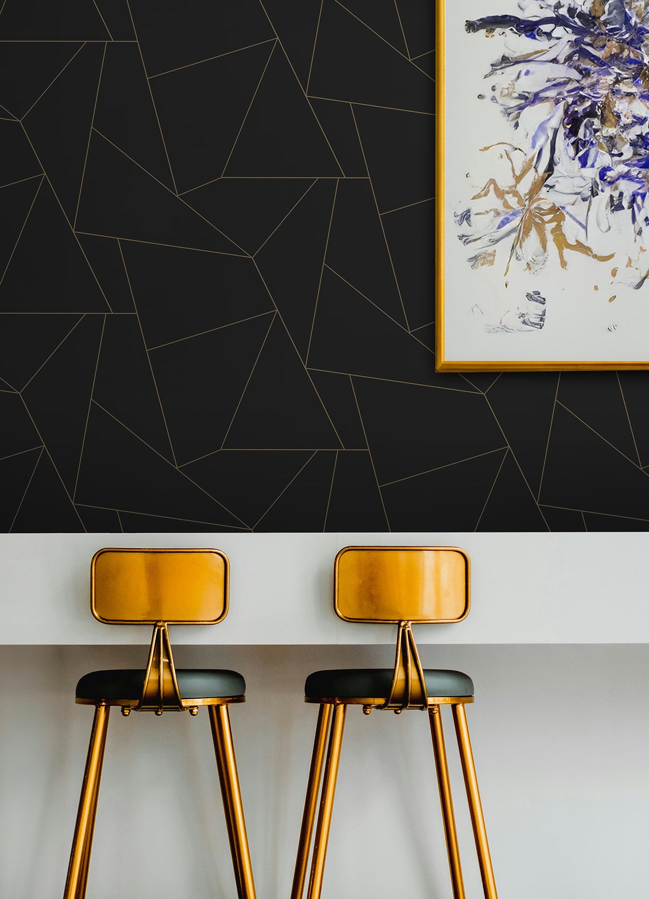 Brilliant Black & Gold Peel & Stick Wallpaper Peel and Stick Wallpaper RoomMates