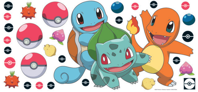 Pokemon Squirtle, Charmander & Bulbasaur Giant Wall Decals Wall Decals RoomMates Decor